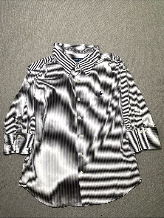 Ralph Lauren Tops - Ralph Lauren Sport Women's Striped White Navy Button Down Shirt Size 14